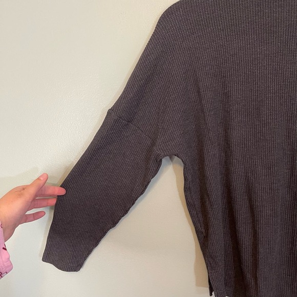 Lunya Good In Bed Women's Gray Waffle Knit Long Sleeve Henley Sweater Size XS - Picture 7 of 8